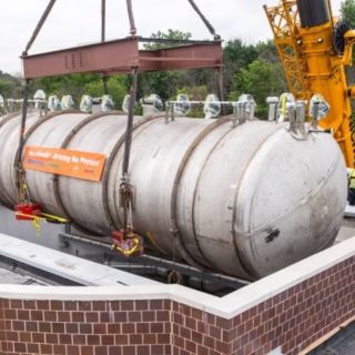 The MicroBooNE detector being installed at Fermilab