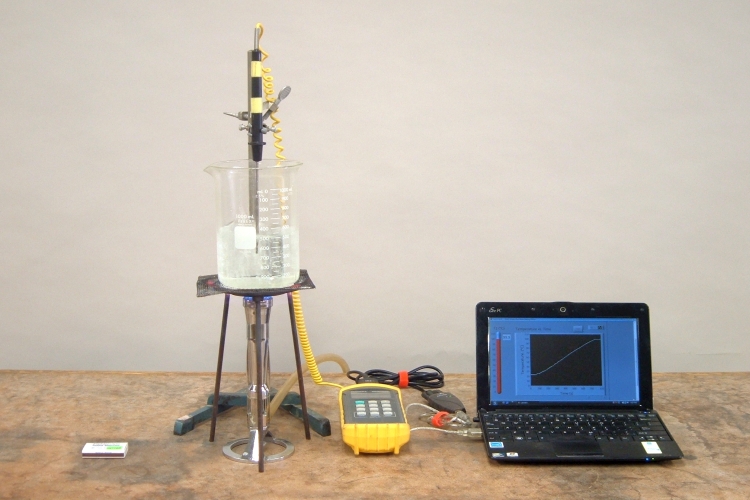 Watch temperature as water boils