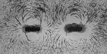 Field lines of two bar magnets with like poles facing