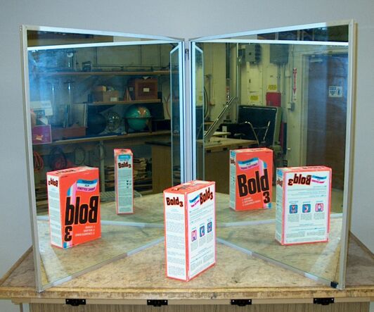 Hinged plane mirrors