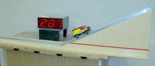 Toy van up incline