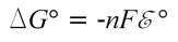 Delta G-zero equals minus nFE-zero