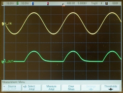 Half-wave rectifier output, filtered with a 0.01-&mu;f capacitor