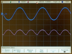 Bridge rectifier output, filtered with a 0.01-&mu;f capacitor